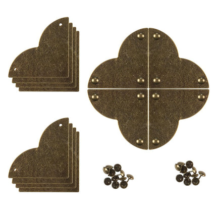 Dritz Campaign Hardware Large Smooth Quatrefoil Corner, Antique Brass, 3-Pack