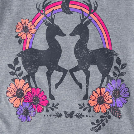The Children's Place Girls Unicorn Long Sleeve Graphic T-Shirts,Multipacks, Deer/Unicorn Face, Large
