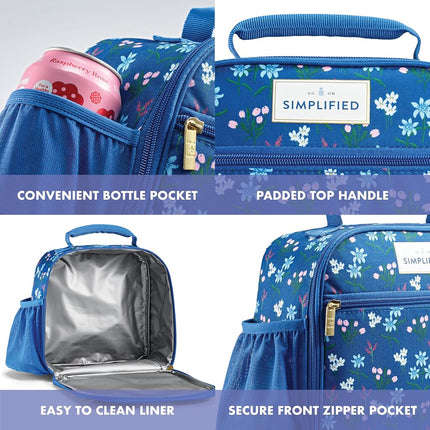 Fit & Fresh Lunch Bag For Women, Insulated Womens Lunch Bag For Work, Large Lunch Box For Women With Two Matching Containers, Townsend Lunch Bag, Navy Wildflower