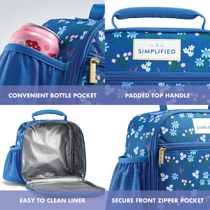 Fit & Fresh Lunch Bag For Women, Insulated Womens Lunch Bag For Work, Large Lunch Box For Women With Two Matching Containers, Townsend Lunch Bag, Navy Wildflower