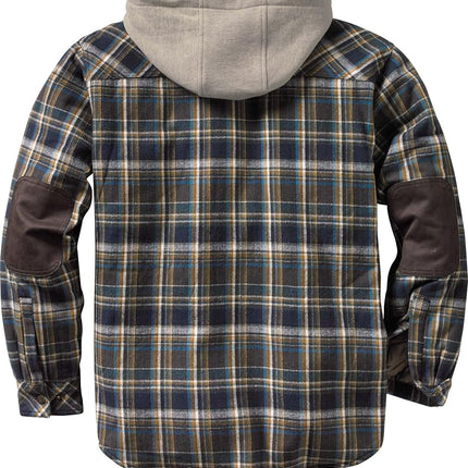 Legendary Whitetails Men's Camp Night Berber Lined Hooded Flannel Shirt Jacket, Upland Plaid, 3XL Big