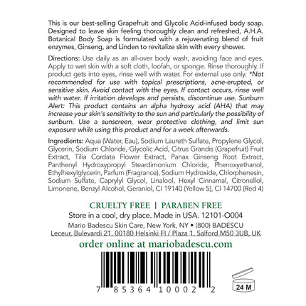 AHA Botanical Body Soap by Mario Badescu for Unisex - 16 oz Soap