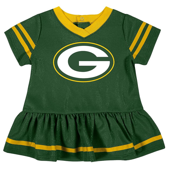 NFL Bay Packers Girls 2018Dazzle Dress & Panty, Green, 0-3 Months