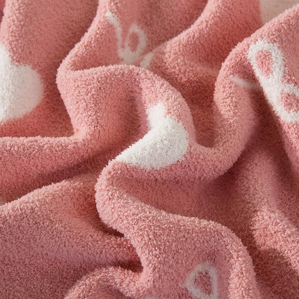 Elegant Comfort Valentine's Day Knit Throw Blanket, Hearts and Bows Super Soft Cozy Fluffy Warm Throw Blankets for Couch, Sofa, Chair, Bed, Camping, Picnic, Travel Lightweight Bed Blanket (50" x 70")