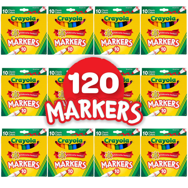 Crayola Broad Line Markers (12pk), Bulk School Coloring Markers for Kids, Teacher Classroom Must Haves, Back to School Essential Supplies for Preschool & Kindergarten