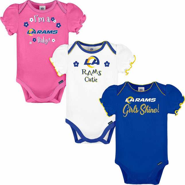 Gerber Baby Girl's NFL 3 Pack Short Sleeve Onesie 
