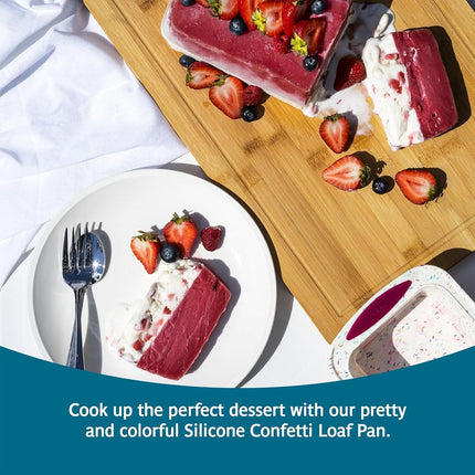Trudeau Structure Loaf Pan Silicone Bakeware, Medium, White Confetti