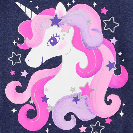 The Children's Place Baby-Girls and Toddler Assorted Everyday Long Sleeve Graphic T-Shirts,multipacks, Unicorn/Love Your Hair, 4T