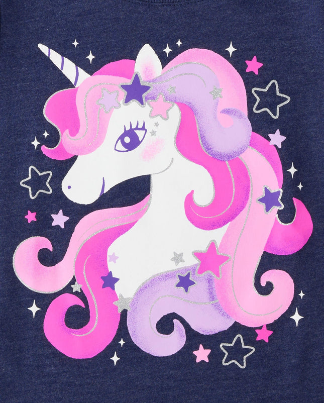 The Children's Place Baby-Girls and Toddler Assorted Everyday Long Sleeve Graphic T-Shirts,multipacks, Unicorn/Love Your Hair, 4T