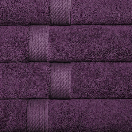 Superior Egyptian Cotton Solid Towel Set, Washcloths 13” x 13”, Hand Towels 20” x 30”, Bath Towels 30” x 55", 800 GSM, Plum, 10-Pieces