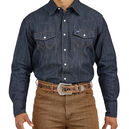 Wrangler Men's Big and Tall Premium Performance Workshirt, Denim, Large Tall