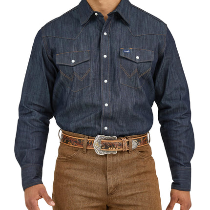 Wrangler Men's Big and Tall Premium Performance Workshirt, Denim, Large Tall