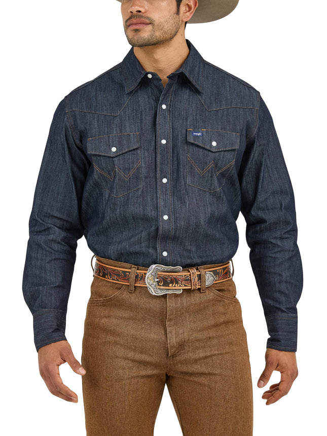 Wrangler Men's Big and Tall Premium Performance Workshirt, Denim, Large Tall