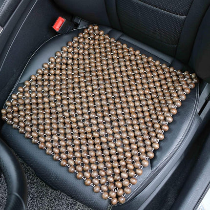 EXCEL LIFE Cojín para asiento de coche de madera natural con cuentas, esterilla cómoda y fresca para el verano, cojín de masaje (cuadrado) talla mediana para coche, sedán, SUV, silla de oficina