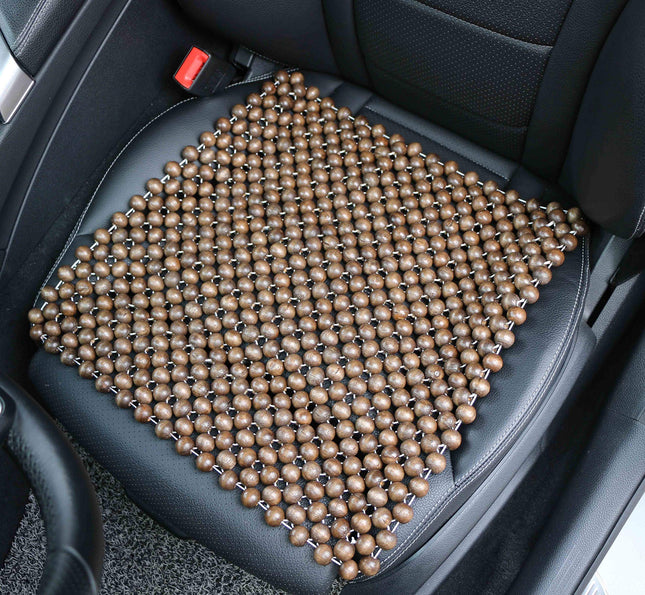 EXCEL LIFE Natural Wood Beaded Seat Cover Pad Mat Comfy Cool Summer Massage Seat Cushion (Square) Medium Size for Car, Sedan,SUV Office Chair