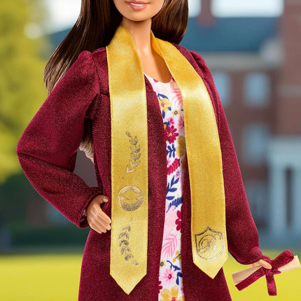 Barbie Signature Graduation Wishes Fashion Doll with Burgundy Robe & Tassel Cap, Collectible Toy in Giftable Packaging, JJX81