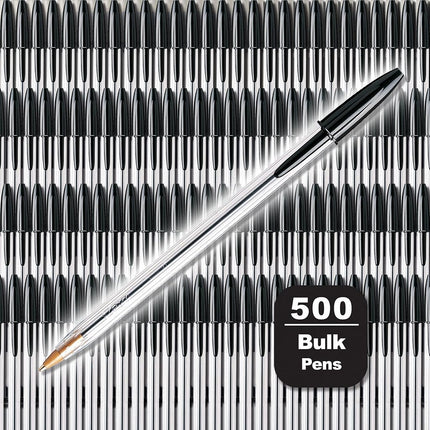 BIC Cristal Xtra Smooth Black Ballpoint Pens, Medium Point (1.0mm), 500-Count Pack of Bulk Pens, World's No. 1 Ball Pen