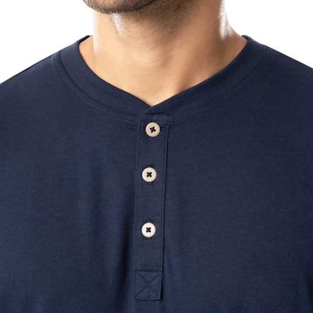Pijama de punto de jersey de 2 piezas para hombre Fruit of the Loom, azul marino/gris jaspeado, 3XL grande