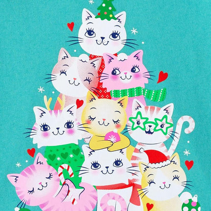 The Children's Place Baby Girls' and Toddler Assorted Everyday Short Sleeve Graphic T-Shirts, Xmas Tree/Xmas Cat Tree 3-Pack, 3T