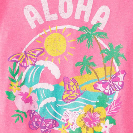 The Children's Place Girls' Animal Short Sleeve Graphic T-Shirts, Multipack, Rainbow Unicorn/Aloha/Dolphin, XX-Large