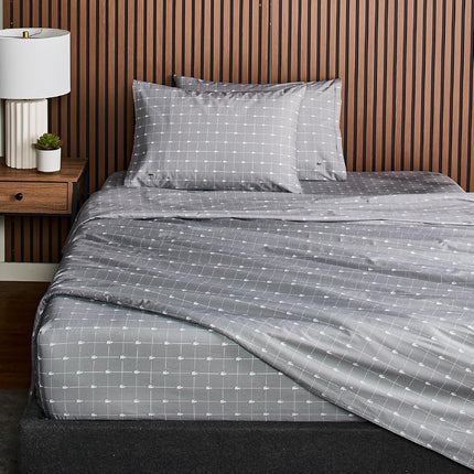 Lacoste Printed Percale Sheet Set, Twin XL, Slice Sleet