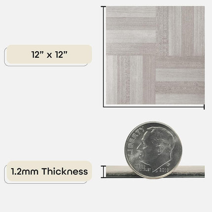 Nexus Self Adhesive 12-Inch Vinyl Floor Tiles, 20 Tiles - 12" x 12", Ash Grey Wood Pattern - Peel & Stick, DIY Flooring for Kitchen, Dining Room, Bedrooms & Bathrooms by Achim Home Decor