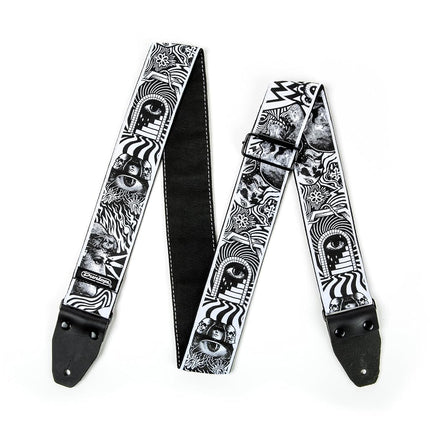 Dunlop Strap - ILOVEDUST Skulls Strap, Black/White (ILD04)