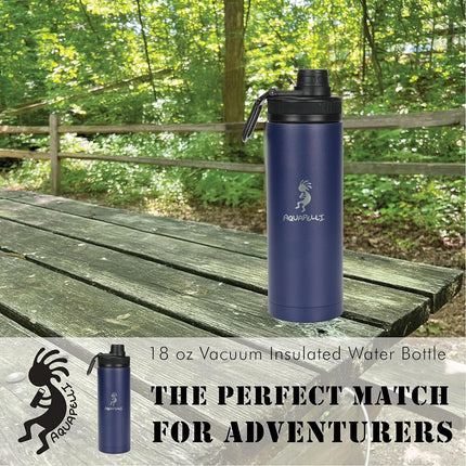 Aquapelli Vacuum Insulated Water Bottle, 18 Ounces, Blueprint Blue