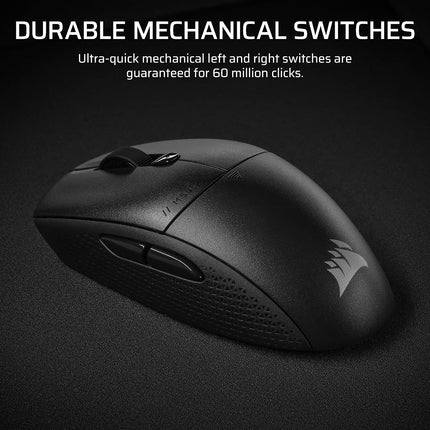 Corsair M55 WIRELESS Lightweight FPS Gaming Mouse – 2.4GHz & Bluetooth – 24,000 DPI – Long-Lasting Battery Life – Six Programmable Buttons – Textured Side Grips – Black