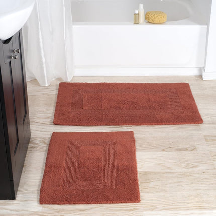Bedford Home 100 Percent Cotton 2 Piece Reversible Rug Set - Brick