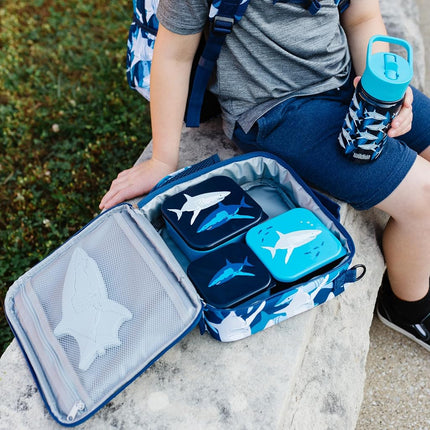 Wildkin Kids ECO rPET Insulated Lunch Box – Keeps Food Hot or Cold, Easy-Clean Lining, Mesh Pockets & BPA-Free – Boys & Girls, Ideal for School, Travel & Daycare – Sharks