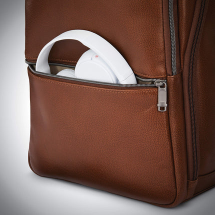 Mochila delgada clásica de cuero Samsonite, Coñac, Talla única, Mochila delgada clásica de cuero