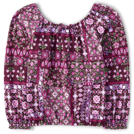 The Children's Place Girls' Long Sleeve Knit Fashion Shirt, Sugar Beet, XX-Large