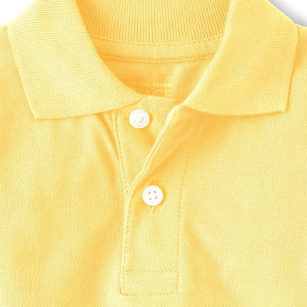 The Children's Place Baby Boys' Multipack Short Sleeve Pique Polos, Yellow/White/Brook 3-Pack, 9-12 Months