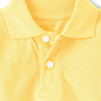 The Children's Place Baby Boys' Multipack Short Sleeve Pique Polos, Yellow/White/Brook 3-Pack, 9-12 Months