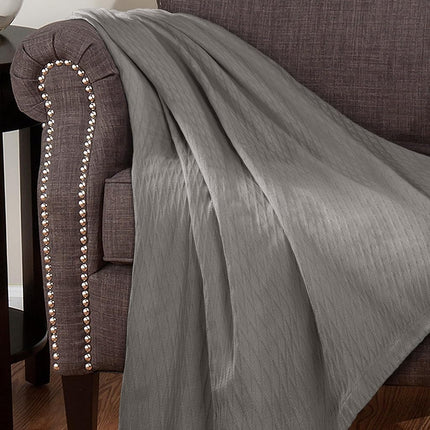 Superior 100% Cotton Thermal Blanket, Soft and Breathable Cotton for All Seasons, Bed Blanket and Oversized Throw Blanket with Luxurious Diamond Weave - Twin Size, Grey