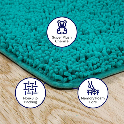 Bedford Home 2-Piece Memory Foam Shag Bath Mat- Seafoam