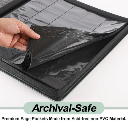 Premium 2000 Pocket Card Binder - 20 Pocket Trading Card Binder with Sleeves Fits 2000 Cards, Ringless Card Album for TCG - Model A，Asakusa Green