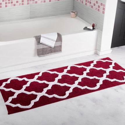 Bedford Home 67A-78584 100% Cotton Trellis Bathroom Mat-24"x60", Burgundy