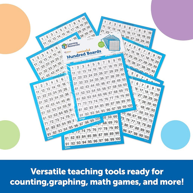 Learning Resources Wipe Clean Hundred Boards (Set of 10)