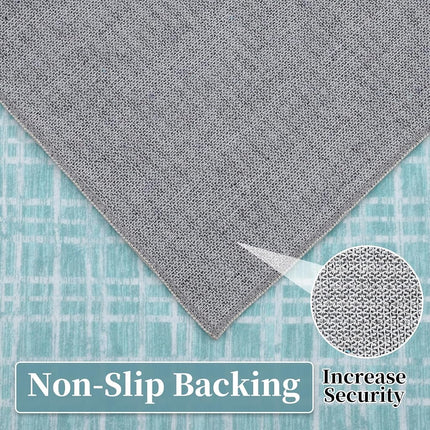 GarveeHome Modern Mint 10x13 Faux Wool Low Pile Plaid Accent Area Rug for Living Room, Bedroom, Nursery, Office