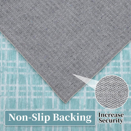GarveeHome Modern Mint 10x13 Faux Wool Low Pile Plaid Accent Area Rug for Living Room, Bedroom, Nursery, Office