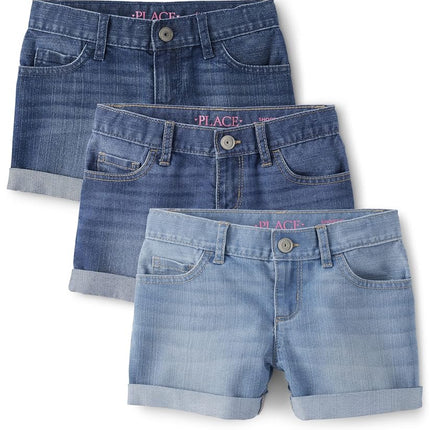 The Children's Place Shortie Filles à Revers (lot de 3), Denim, 12
