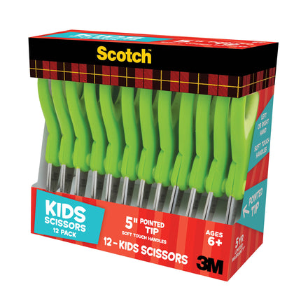 Scotch Ciseaux pour enfants à pointe souple de 5 po, paquet de 12 pour enseignants, vert (1442P-12) - Lot de 6