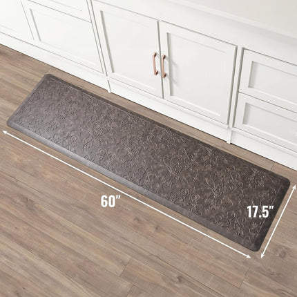 Chef Gear - Anti-Fatigue Wellness Kitchen Mat - Marni Design - Cushioned Comfort Chef Mat - Faux Leather - Cooking & Standing Relief -Skid-Resistant - Measures 17.5"x60" - Mocha