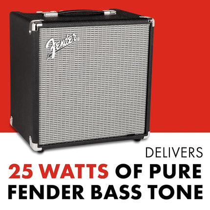 Fender Rumble 25 V3 Bass Amplifier, Bass Combo Amp, 25 Watts, with 2-Year Warranty, 8 Inch Speaker, with Overdrive Circuit and Mid-Scoop Contour Switch