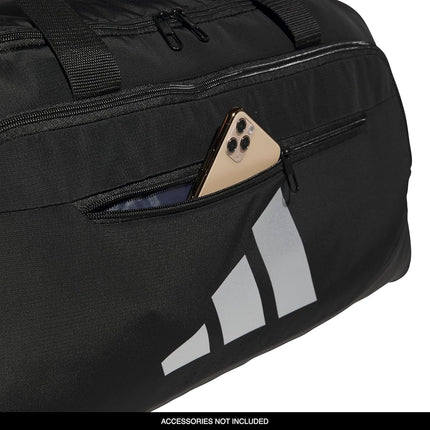 adidas Defender 5.0 Duffel, Durable Travel Gym Sports Bag for Men and Women, Black/Silver Metallic, Medium (59L), Black/Silver Metallic, Medium (59L), Defender 5.0 Sports Bag, Travel, Sports Bag