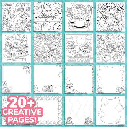 Squishmallows Original Sketchbook, Over 20 Stationery, Includes Stickers, Fidget Cam cat Toy, Drawing Paper, Excellent Craft for