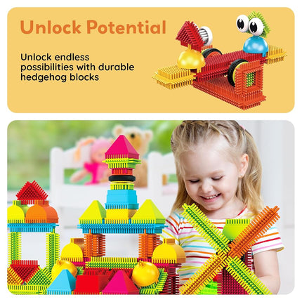 Picasso Toys112pcs Hedgehog Blocks STEM Building Tiles Set Construction Learning Toy Stacking Interlock Block, Bristle, Creativity Beyond Imagination, Inspirational, Recreational, Educational PTB112