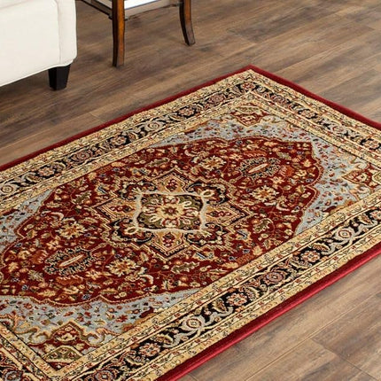 SAFAVIEH Lyndhurst Collection 3'3" x 3'3" Square Red/Black LNH330B Traditional Oriental Non-Shedding Living Room Bedroom Accent Rug